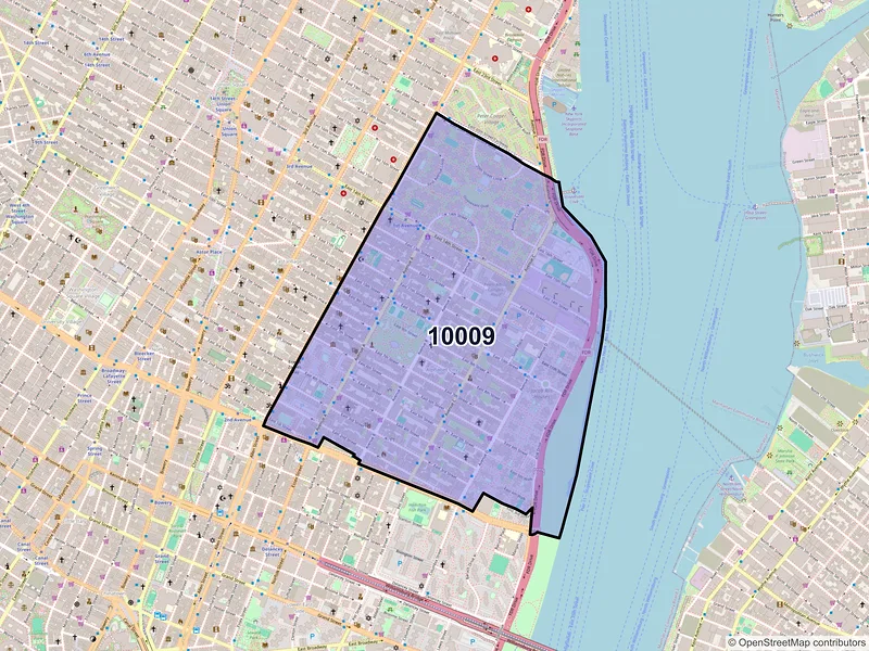 Map of ZIP Code 10009 — New York, NY