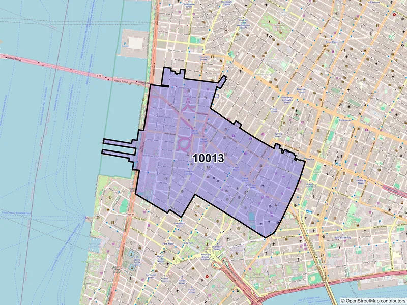 Map of ZIP Code 10013 — New York, NY