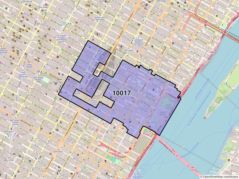 Map of ZIP Code 10017 — New York, NY