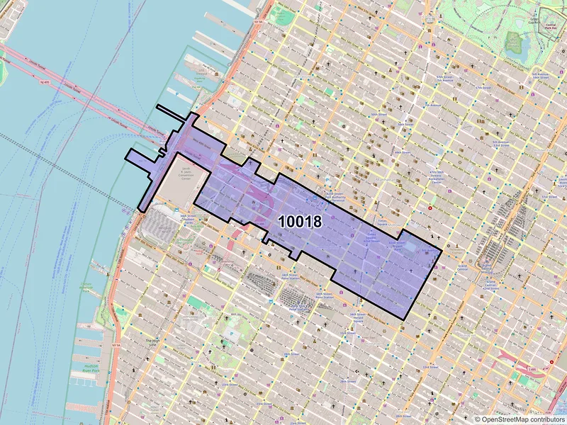 Map of ZIP Code 10018 — New York, NY