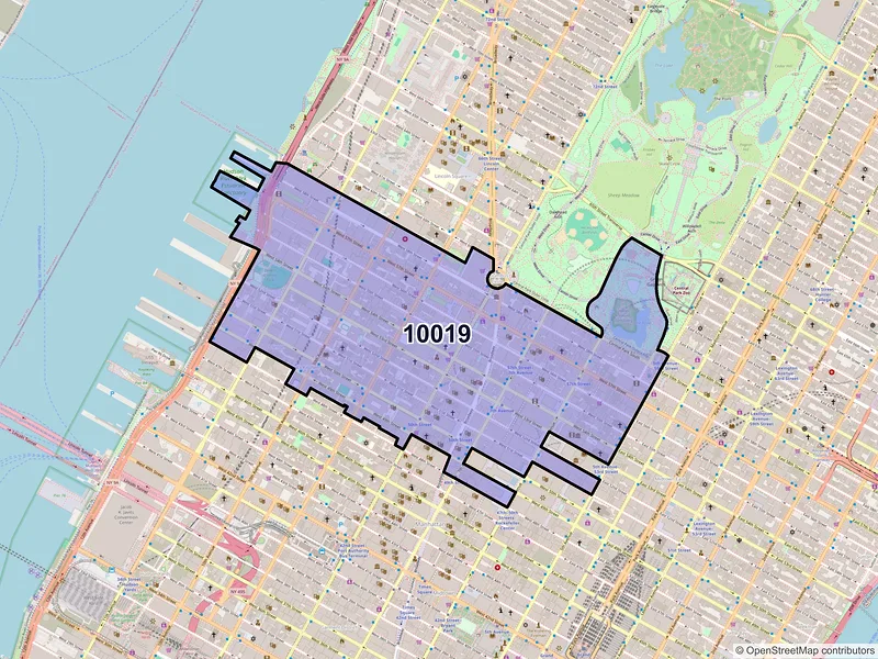 Map of ZIP Code 10019 — New York, NY