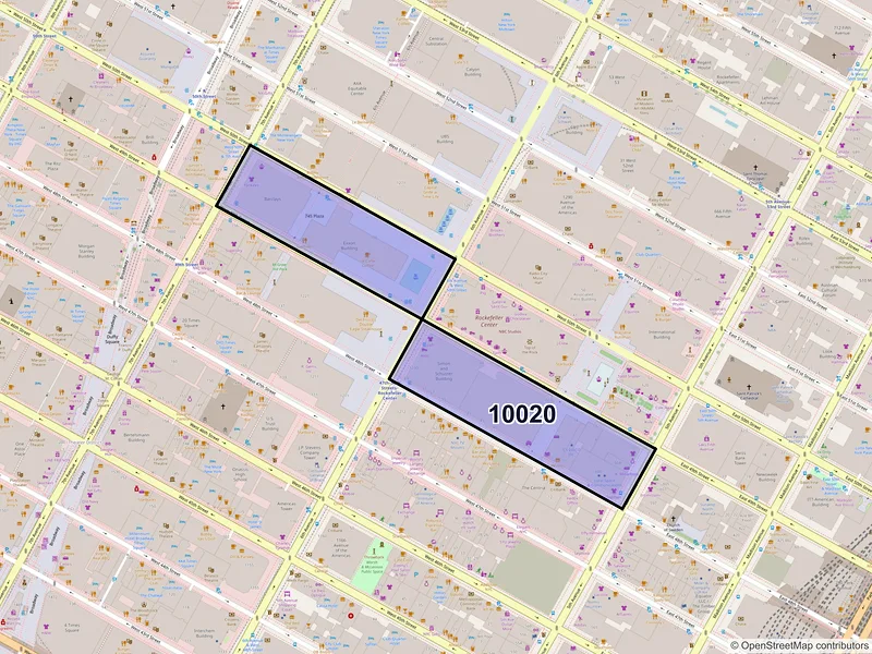 Map of ZIP Code 10020 — New York, NY