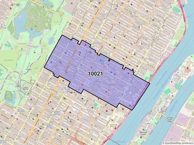 Map of ZIP Code 10021 — New York, NY