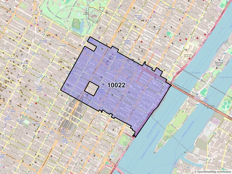 Map of ZIP Code 10022 — New York, NY