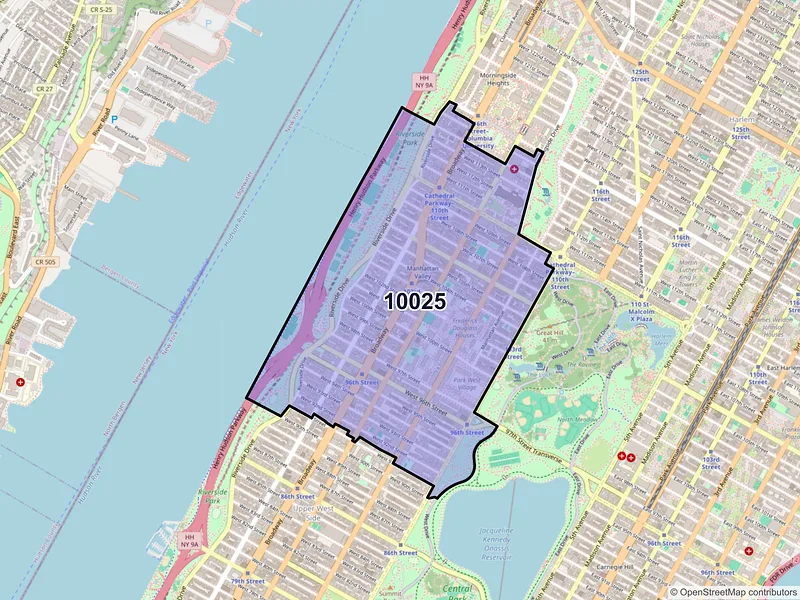 Map of ZIP Code 10025 — New York, NY