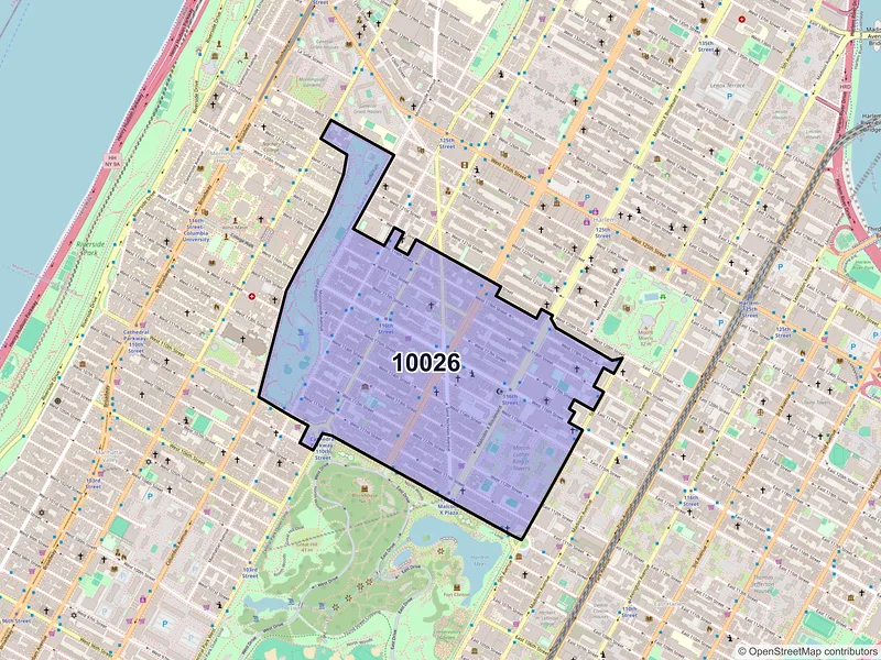 Map of ZIP Code 10026 — New York, NY