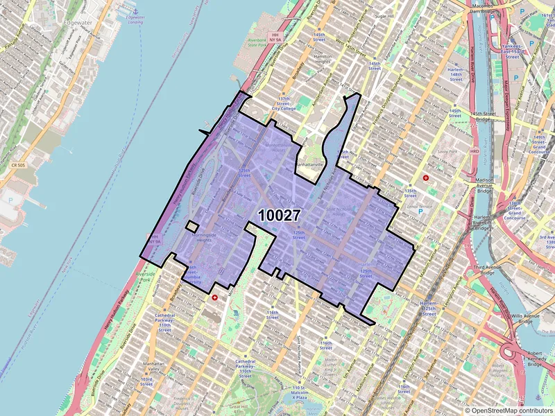 Map of ZIP Code 10027 — New York, NY