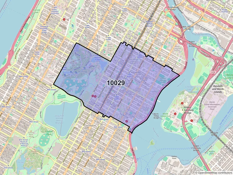 Map of ZIP Code 10029 — New York, NY