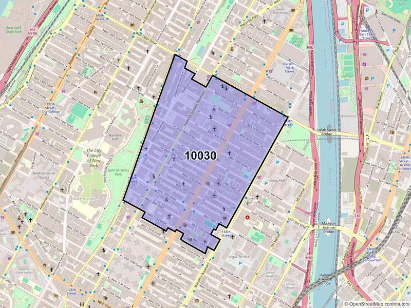 Map of ZIP Code 10030 — New York, NY