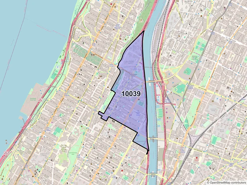 Map of ZIP Code 10039 — New York, NY