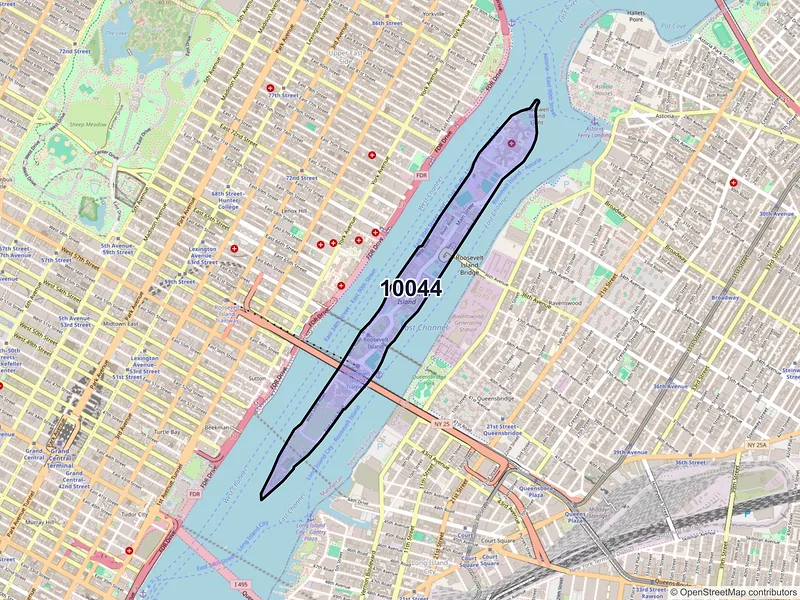 Map of ZIP Code 10044 — New York, NY