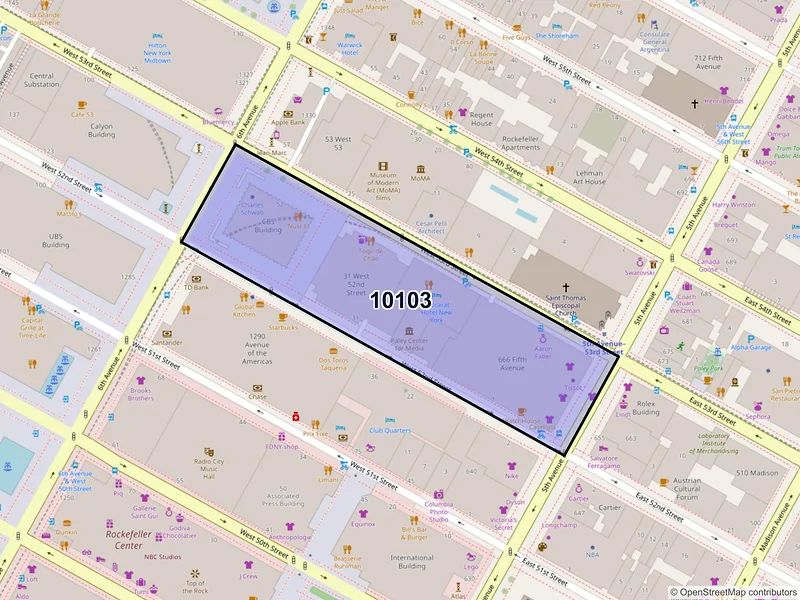Map of ZIP Code 10103 — New York, NY