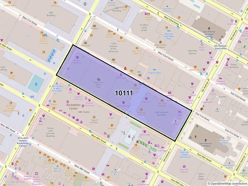Map of ZIP Code 10111 — New York, NY