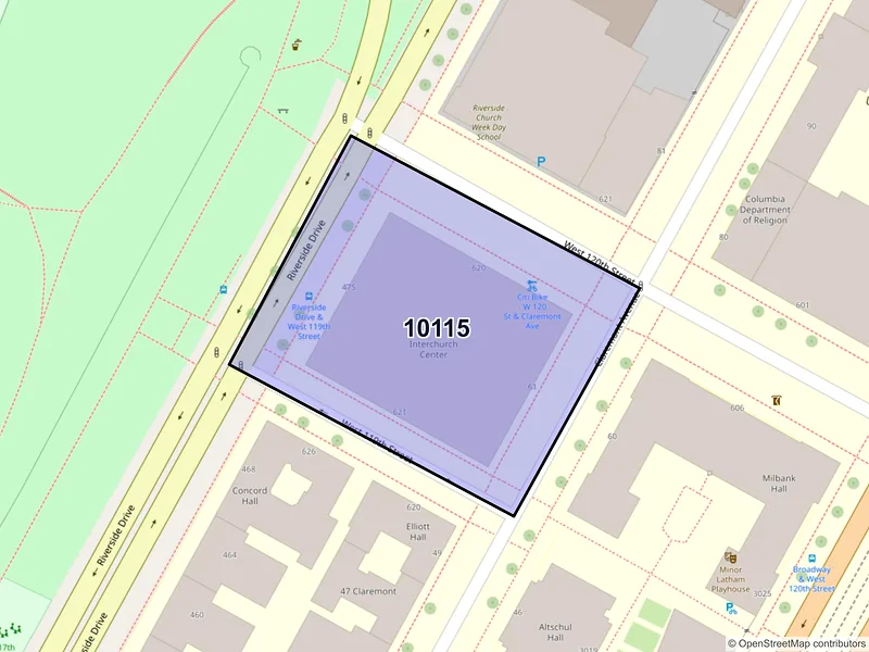 Map of ZIP Code 10115 — New York, NY