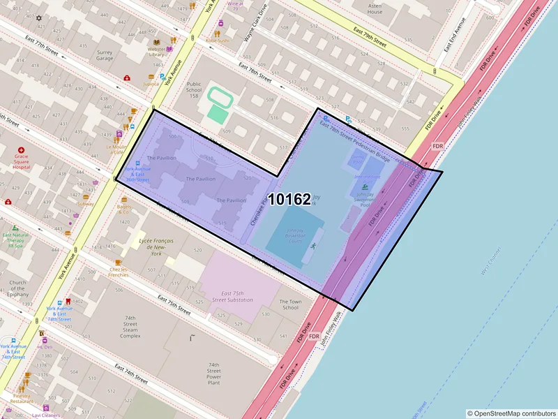 Map of ZIP Code 10162 — New York, NY