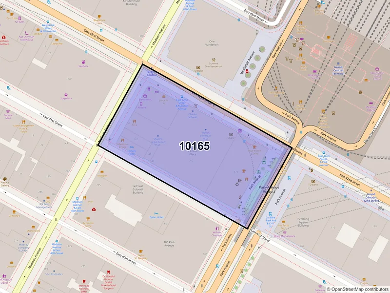 Map of ZIP Code 10165 — New York, NY