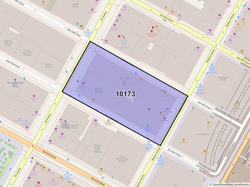 Map of ZIP Code 10173 — New York, NY