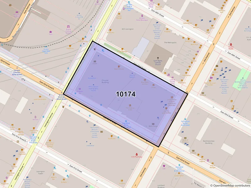 Map of ZIP Code 10174 — New York, NY