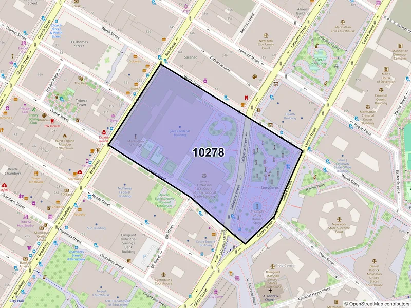 Map of ZIP Code 10278 — New York, NY