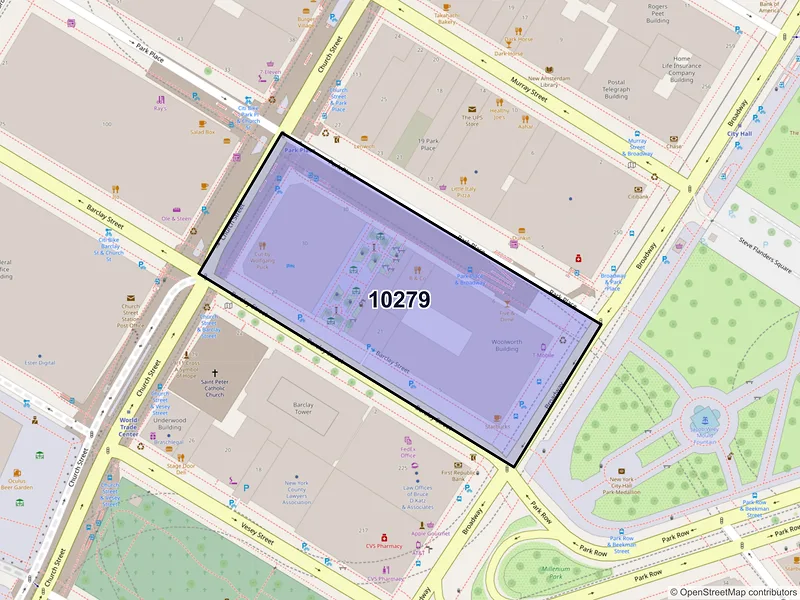 Map of ZIP Code 10279 — New York, NY