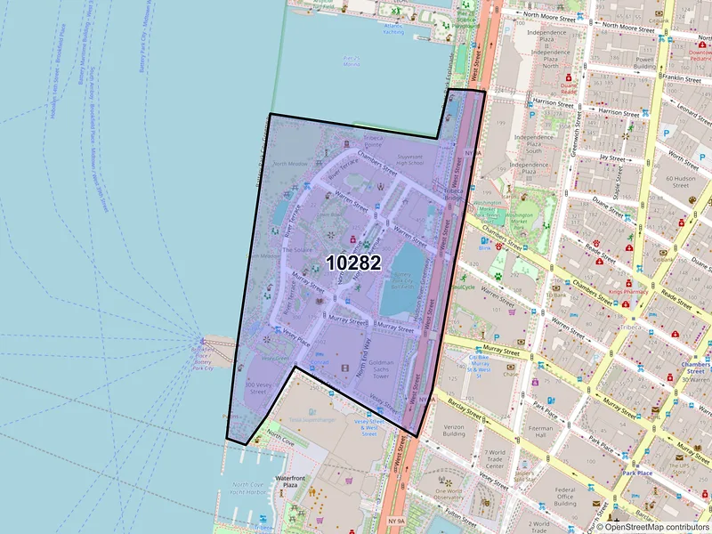 Map of ZIP Code 10282 — New York, NY