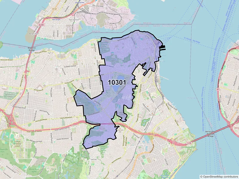 Map of ZIP Code 10301 — Staten Island, NY