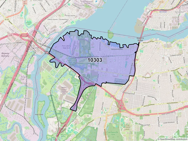 Map of ZIP Code 10303 — Staten Island, NY