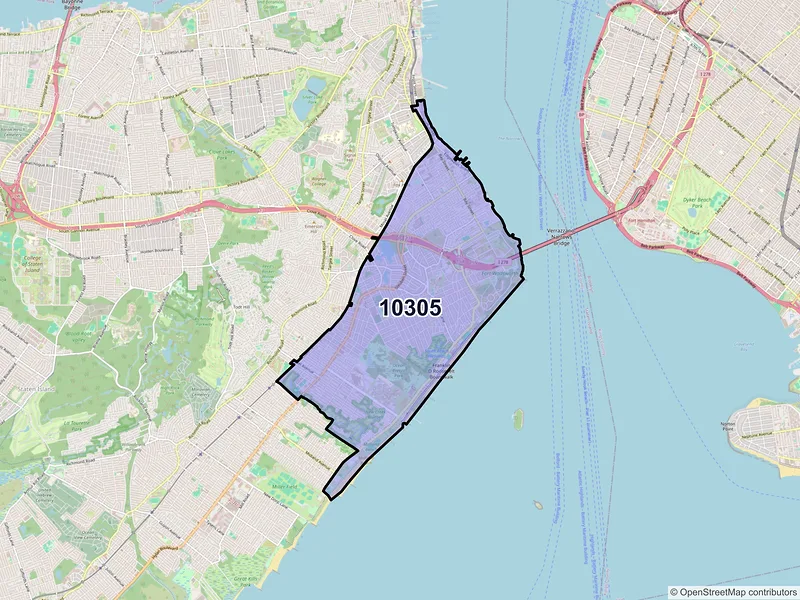 Map of ZIP Code 10305 — Staten Island, NY