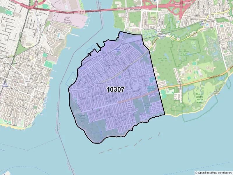Map of ZIP Code 10307 — Staten Island, NY