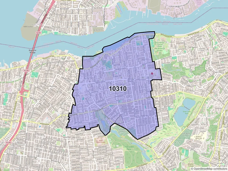 Map of ZIP Code 10310 — Staten Island, NY