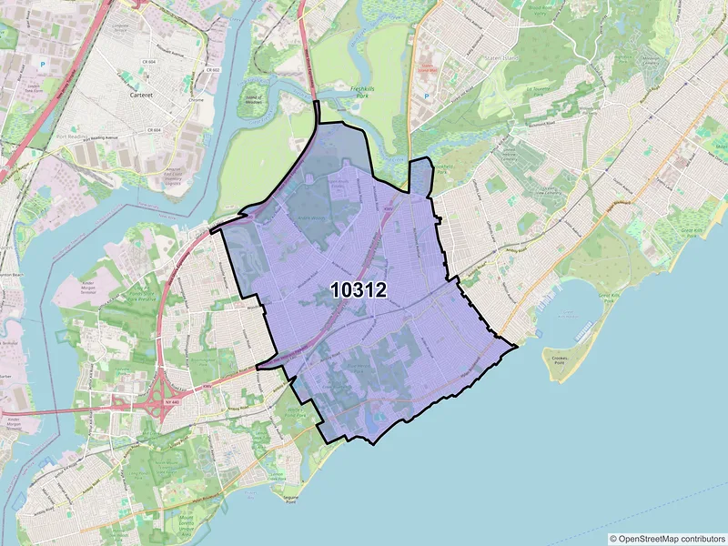 Map of ZIP Code 10312 — Staten Island, NY