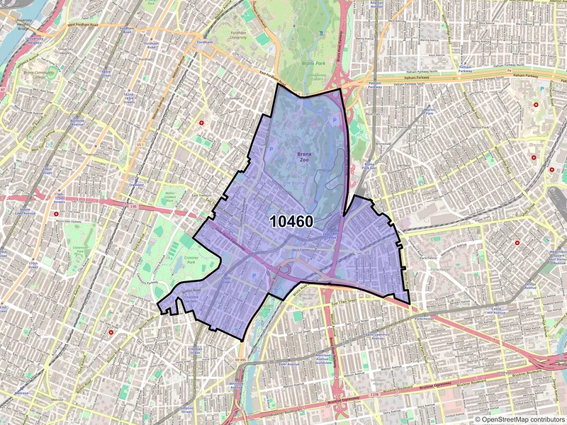 Map of ZIP Code 10460 — Bronx, NY