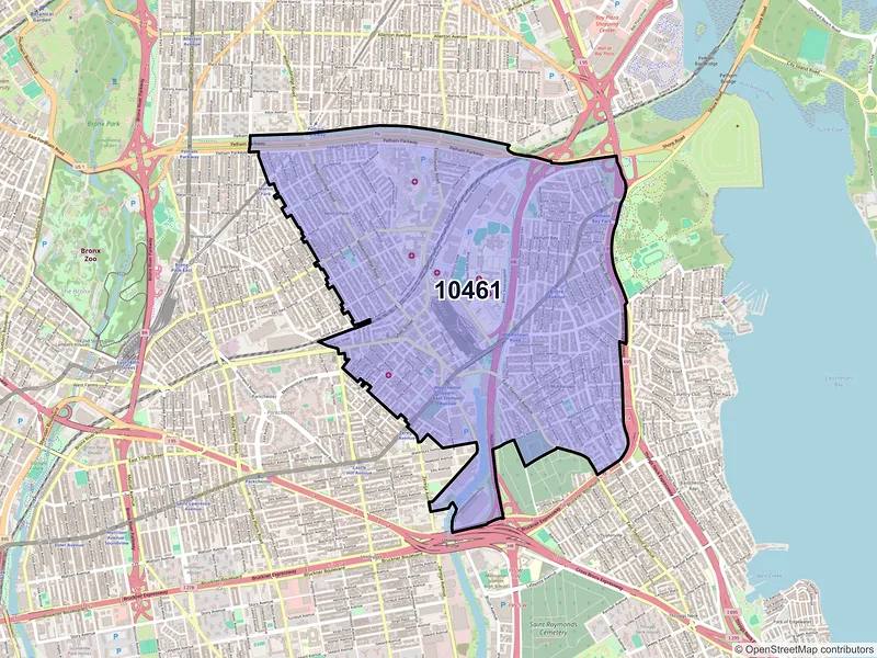 Map of ZIP Code 10461 — Bronx, NY