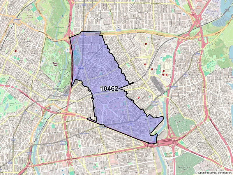 Map of ZIP Code 10462 — Bronx, NY