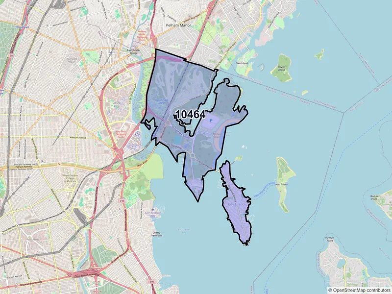 Map of ZIP Code 10464 — Bronx, NY