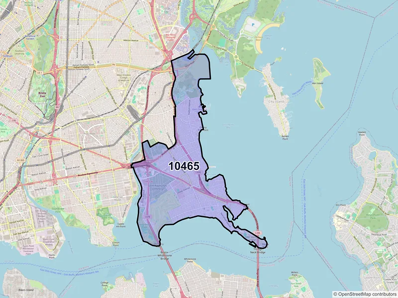 Map of ZIP Code 10465 — Bronx, NY