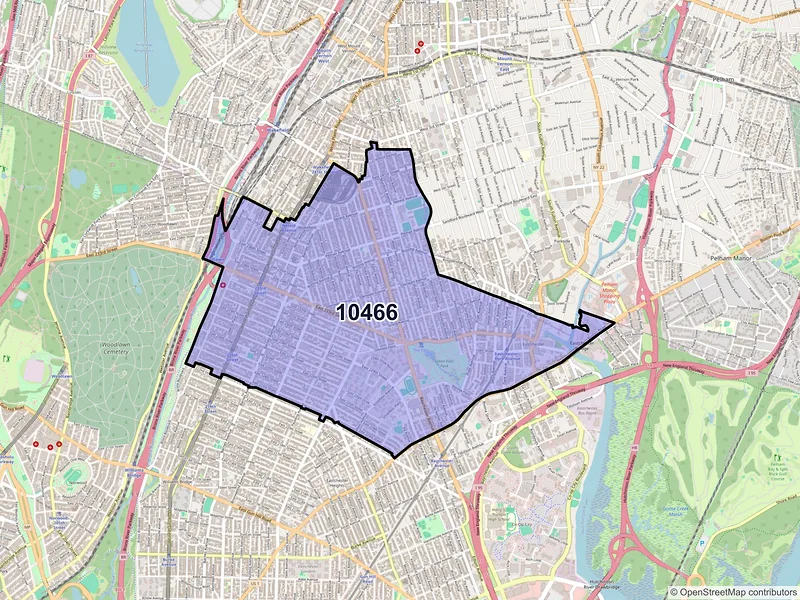 Map of ZIP Code 10466 — Bronx, NY
