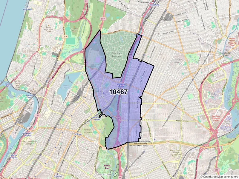 Map of ZIP Code 10467 — Bronx, NY
