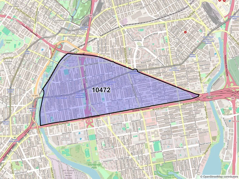 Map of ZIP Code 10472 — Bronx, NY