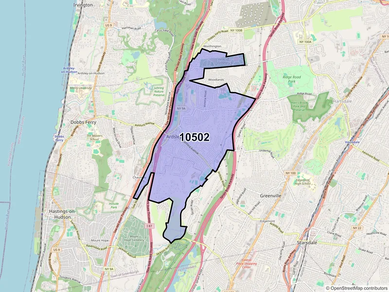 Map of Ardsley, New York and ZIP codes