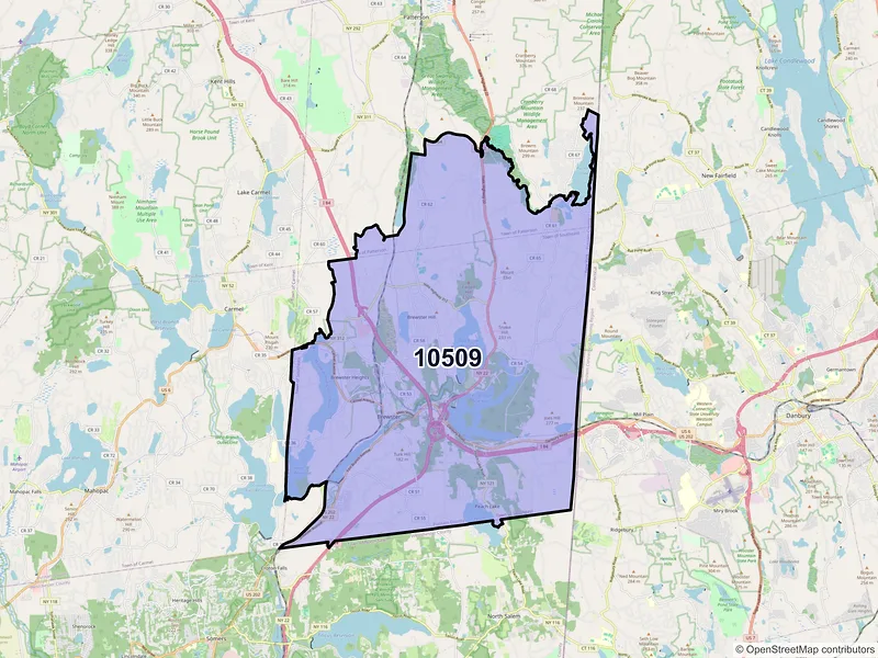 Map of Brewster, New York and ZIP codes