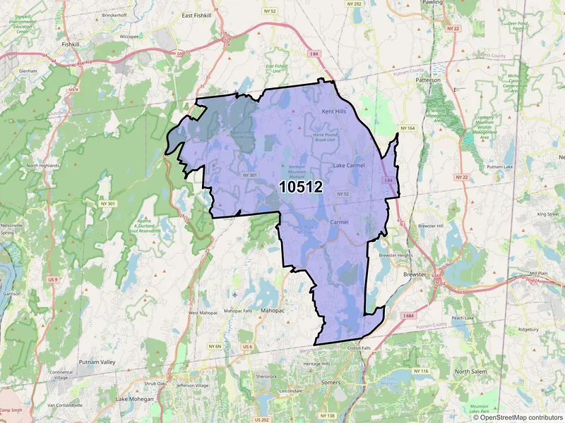 Map of ZIP Code 10512 — Carmel, NY