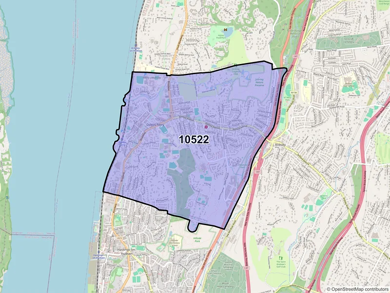 Map of ZIP Code 10522 — Dobbs Ferry, NY