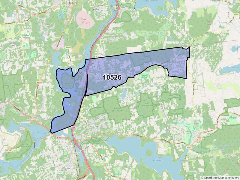 Map of ZIP Code 10526 — Goldens Bridge, NY