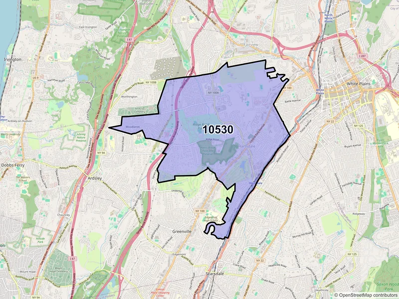Map of ZIP Code 10530 — Hartsdale, NY