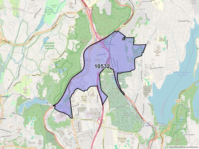 Map of ZIP Code 10532 — Hawthorne, NY
