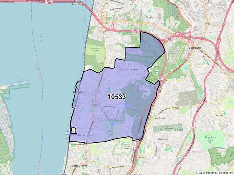 Map of ZIP Code 10533 — Irvington, NY