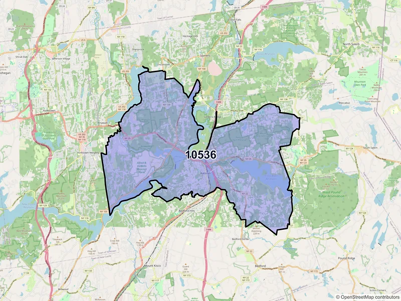 Map of Katonah, New York and ZIP codes