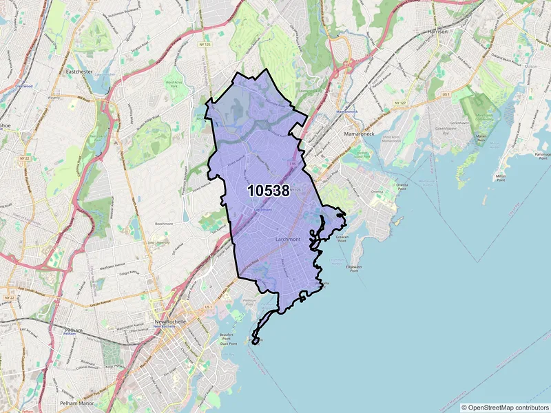 Map of ZIP Code 10538 — Larchmont, NY