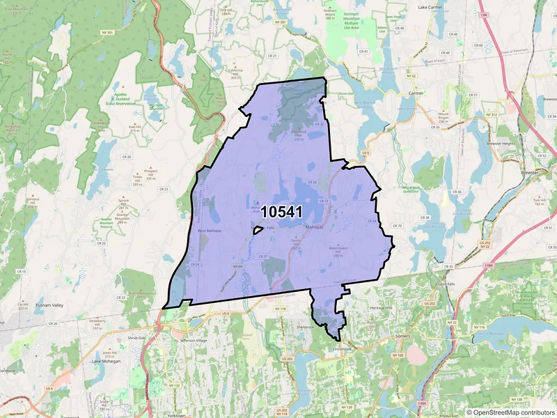 Map of ZIP Code 10541 — Mahopac, NY